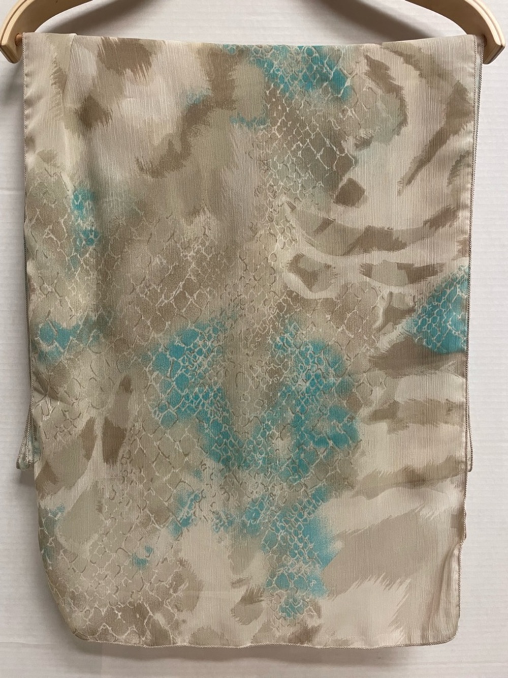 CHICO'S Aqua Taupe Multi Sultry Zebra Oblong Scarf (72" x 17") - Picture 2 of 6